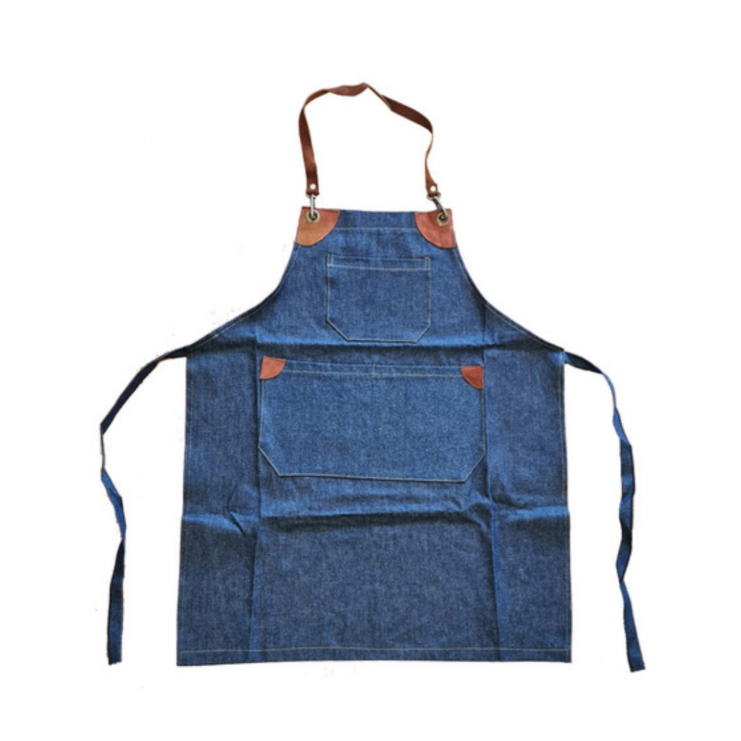 DELANTAL CON BOLSILLOS AZUL